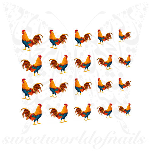 Rooster Nail Art Nail water Decals