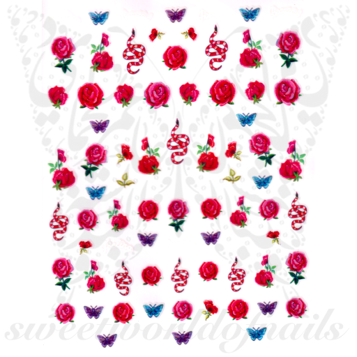 Roses and Snakes Nail Art Stickers
