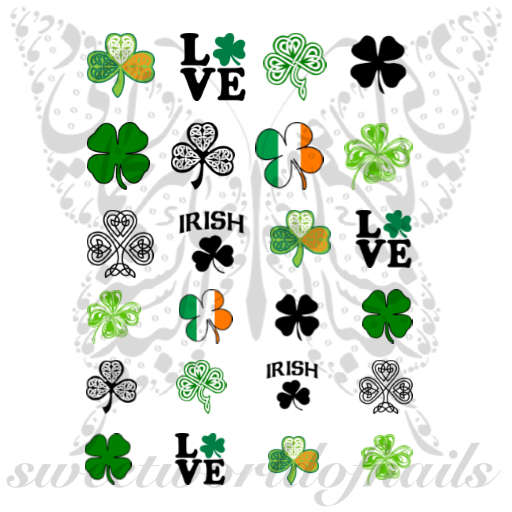 Saint Patrick's Day Nail Art Clover Shamrock collection Water Decals