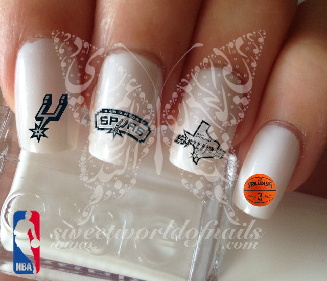 San Antonio Spurs NBA Basketball Nail Art Water Decals Nail Transfers Wraps