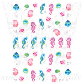 Seahorse Jellyfish Nail Art Stickers