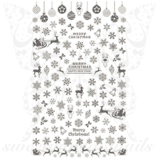 Christmas Nail Art Gold Silver Snowflakes Reindeer Nail Stickers