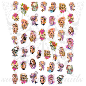 Skull Girls Nail Art Stickers