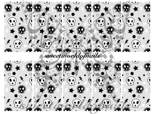 Halloween Skulls Nail Art Water Full Wraps Transfers