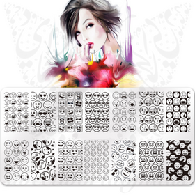 Smiley Face Emoji Nail Art Stamping Plate