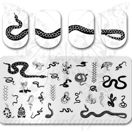 Snake Nail Art Stamping Plate