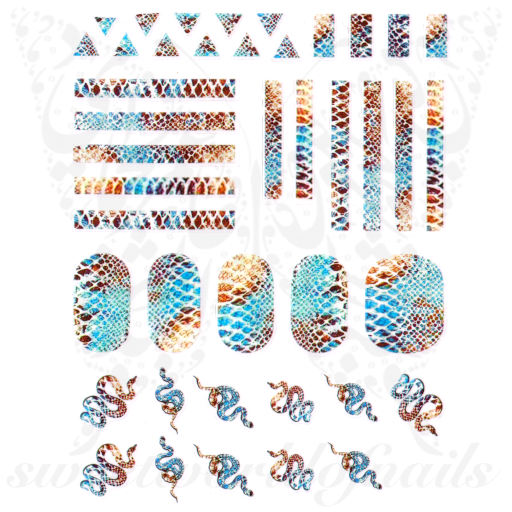 Snake Print Nail Art Stickers Full Wraps