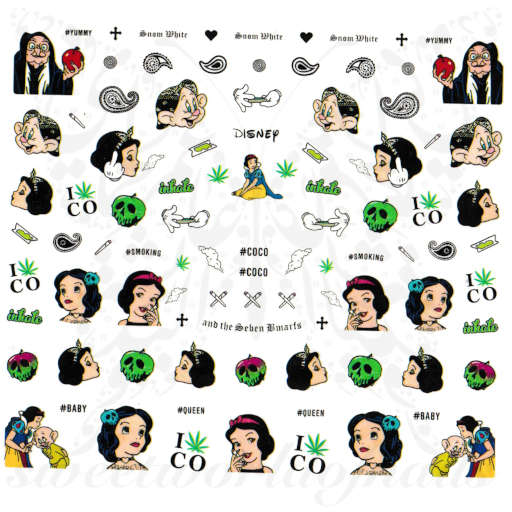 Snow White Green Apple Nail Art Water Decals
