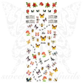 Spring Nail Art Flowers and butterflies Water Decals