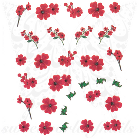 Spring Nails Red Sakura Flowers Water Decals