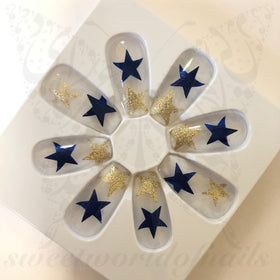 Star Glitter Fake Nails Falsies / 24 Nails