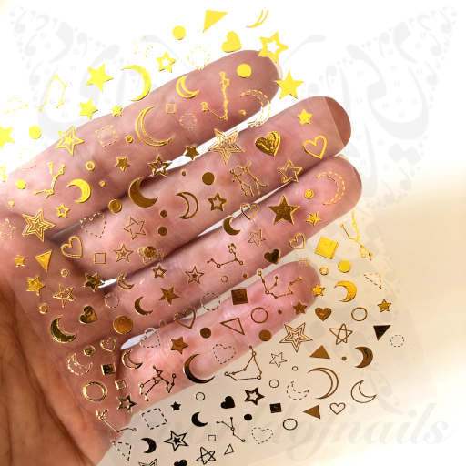 Moon Star Gold Nail Stickers