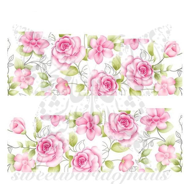 Flower Nail Art Pink Rose Nail Water Decals Water Slides