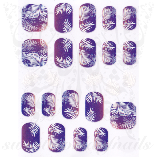 Summer Nails White Palm tree Leaves Stickers Full Wraps