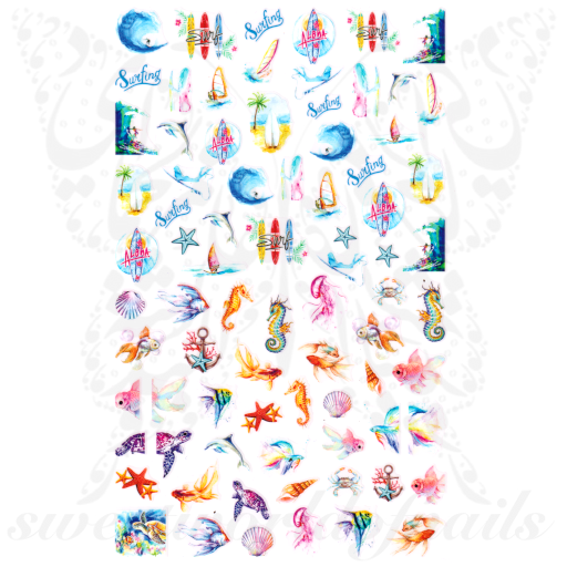 Summer Nail Art Fish Beach Shells Nail Stickers