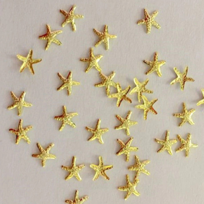 3D Summer Nail Art Gold Silver Starfish Nail Charms Decoration