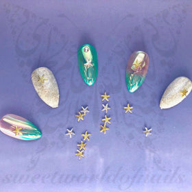 3D Summer Nail Art Gold Silver Starfish Nail Charms Decoration