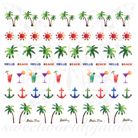 Summer Nail Art Anchor Palm Tree Nail Water Decals