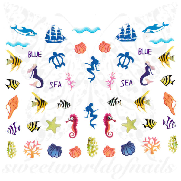 Summer nails sea life mermaid fish nail Stickers
