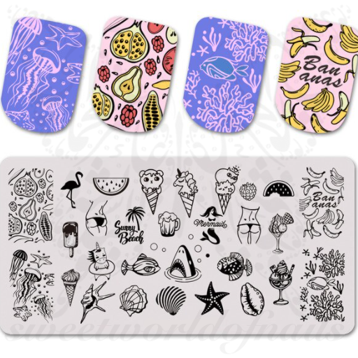 Sea Summer Nail Art Stamping Plate 