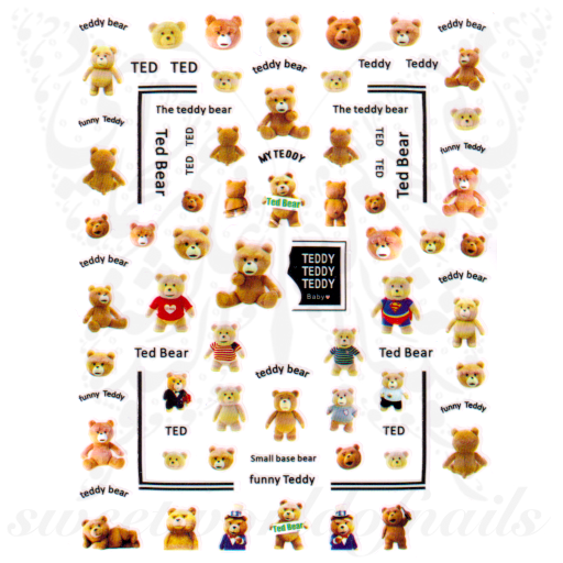 Teddy Bear Nail Art Nail Stickers
