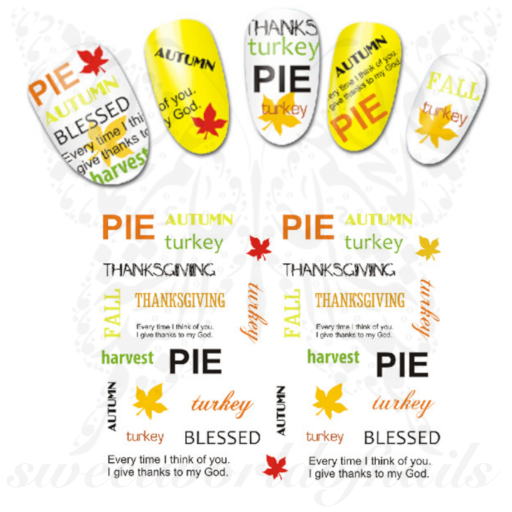 Thanksgiving Nails Blessed Pie Stickers