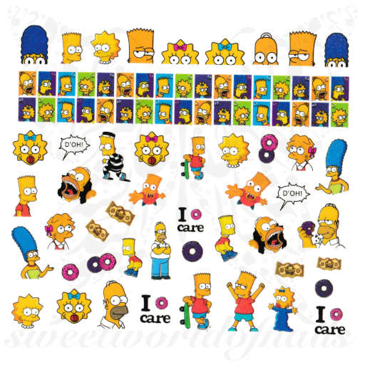 The Simpsons Nail Art Water Decals