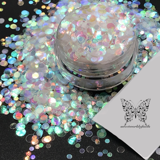 White 3D effect Round Shape Nail Decoration Confetti Glitter