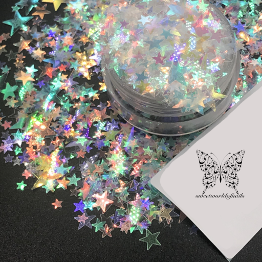 White 3D effect Star Nail Decoration Confetti Glitter