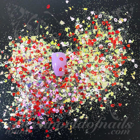 Valentine's Day Nail Art Confetti Lips and hearts Glitter