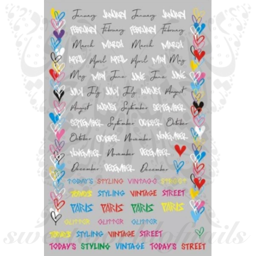 Valentine's Day Nail Art Colorful Heart Nail Stickers