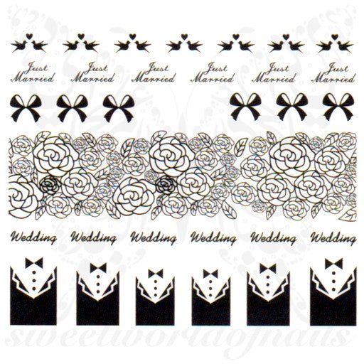 Wedding Nail Art Water Decals Transfers