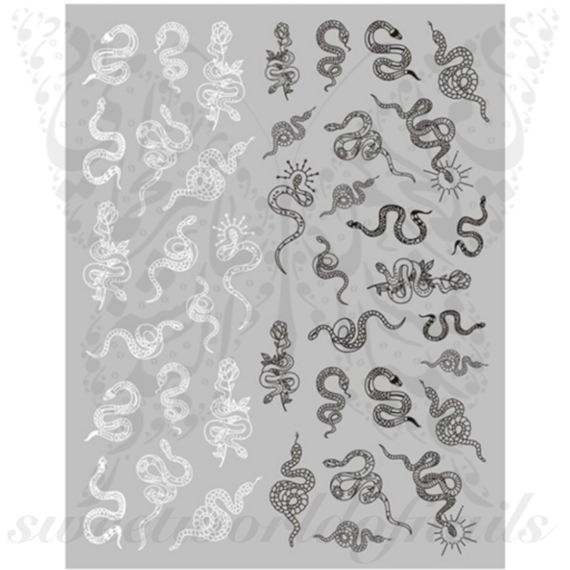 White Black Dragon Nail Art Nail Stickers