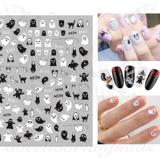 Halloween Nails White Ghost Nail Stickers