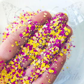 Yellow Pink Round Nail Art Confetti Glitter